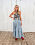 Emma Skirt, Light Wash Chambray