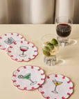MISETTE Fête Embroidered Linen Coasters (Set of 4)