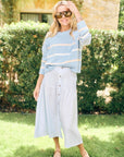 MASON'S DAUGHTER | Danielle Sweater, Light Blue Multi Striped Knit
