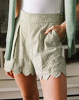 MASON'S DAUGHTER | Ella Scallop Short, Olive & Ivory Seersucker