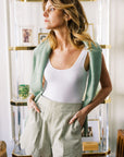 MASON'S DAUGHTER | Ella Scallop Short, Olive & Ivory Seersucker