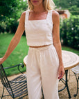 MASON'S DAUGHTER | Ella Scallop Pant, White Linen