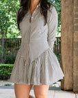 MASON'S DAUGHTER | Harper Longsleeve Shirtdress, Navy Stripe