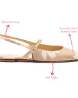 LARROUDE | Georgina Ballet Flat In Beige Printed Raffia