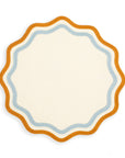 MISETTE Colorblock Embroidered Linen Placemats in Blue/Amber (Set of 4)
