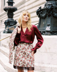 MASON'S DAUGHTER Ava Skirt, Quilted Floral Printed Velvet