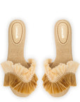 LARROUDE | Ivy Fringe Flat In Beige Raffia