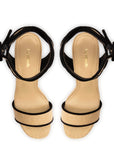 LARROUDE | Dolly Sandal In Beige Raffia and Black Trimming