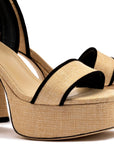 LARROUDE | Dolly Sandal In Beige Raffia and Black Trimming