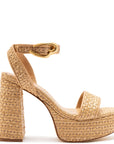 LARROUDE | Dolly Verona Sandal In Beige Leather and Natural Raffia