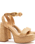 LARROUDE | Dolly Verona Sandal In Beige Leather and Natural Raffia