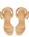 LARROUDE | Dolly Verona Sandal In Beige Leather and Natural Raffia