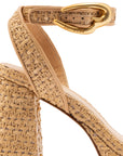 LARROUDE | Dolly Verona Sandal In Beige Leather and Natural Raffia