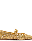 LARROUDE | Verona Macrame Ballet Flat In Gold Metallic Leather