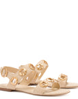 LARROUDE | Milan Flat Sandal In Beige Raffia