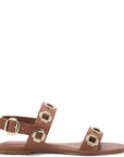 LARROUDE | Milan Flat Sandal In Caramel Leather
