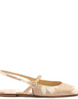LARROUDE | Georgina Ballet Flat In Beige Printed Raffia