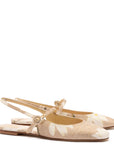 LARROUDE | Georgina Ballet Flat In Beige Printed Raffia