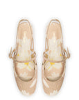 LARROUDE | Georgina Ballet Flat In Beige Printed Raffia