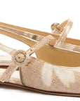 LARROUDE | Georgina Ballet Flat In Beige Printed Raffia