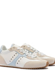 LARROUDE Stella Sneaker In Grey Suede, White Leather and Silver Metallic Leather