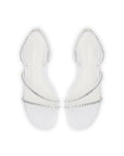 LARROUDE | Vicky Flat Sandal In White Fabric and Crystals