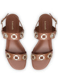 LARROUDE | Milan Flat Sandal In Caramel Leather