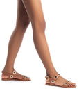 LARROUDE | Milan Flat Sandal In Caramel Leather