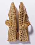 LARROUDE | Verona Macrame Ballet Flat In Gold Metallic Leather