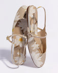 LARROUDE | Georgina Ballet Flat In Beige Printed Raffia