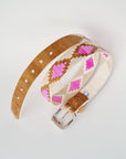 PATA LIFESTYLE Rawhide Belt with Pink and Beige