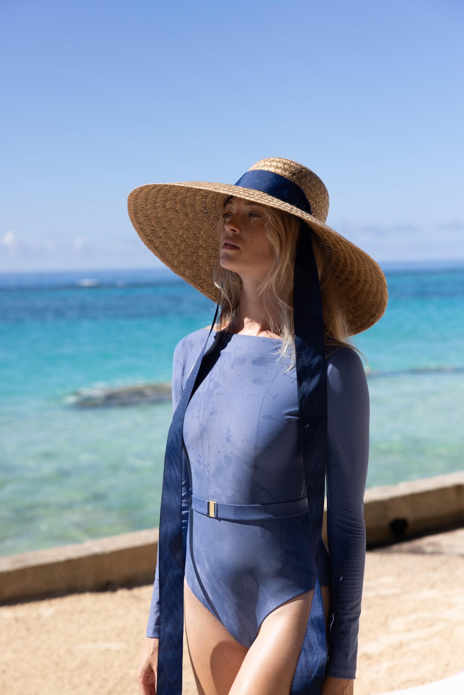 SARAH BRAY BERMUDA Geranium Sun Hat - Long Chocolate Brown Grosgrain Ribbon