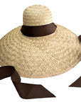 SARAH BRAY BERMUDA Geranium Sun Hat - Long Chocolate Brown Grosgrain Ribbon