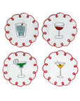 MISETTE Fête Embroidered Linen Coasters (Set of 4)