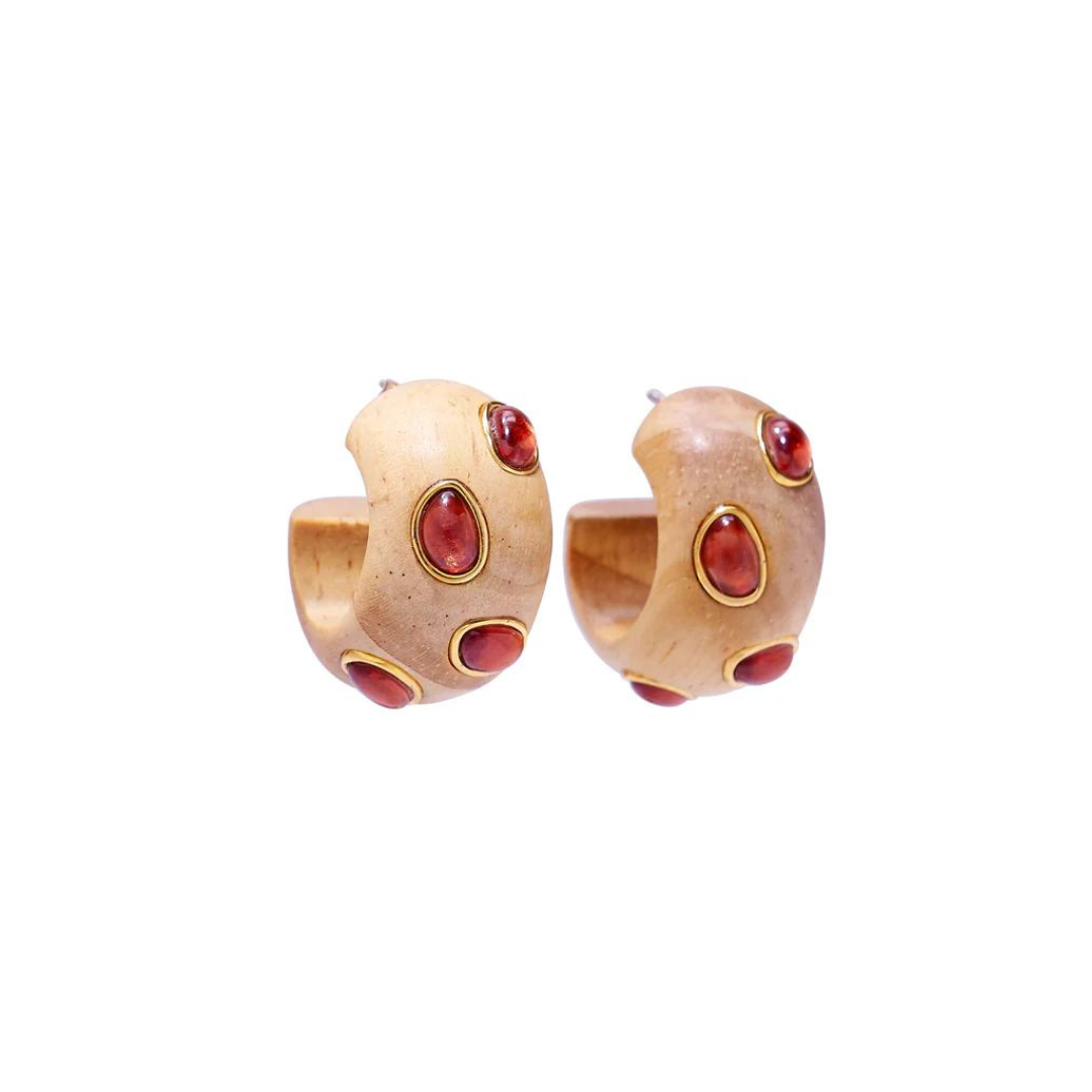 Acacia Earrings, Pink Rhodolite