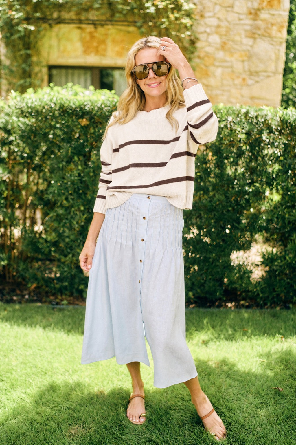 MASON'S DAUGHTER | Danielle Sweater, Ivory &amp; Cocoa Striped Knit