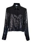 MASON'S DAUGHTER Kloie Top, Black Sequin Button Down Shirt