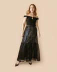 MASON by MASON' DAUGHTER Anabel Skirt, Black Sequin with Black Organza Overlay