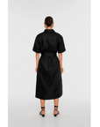 DAL THE LABEL Linen Midi Shirtdress, Black