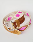 PATA LIFESTYLE Rawhide Belt with Pink and Beige