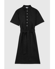 DAL THE LABEL Linen Midi Shirtdress, Black