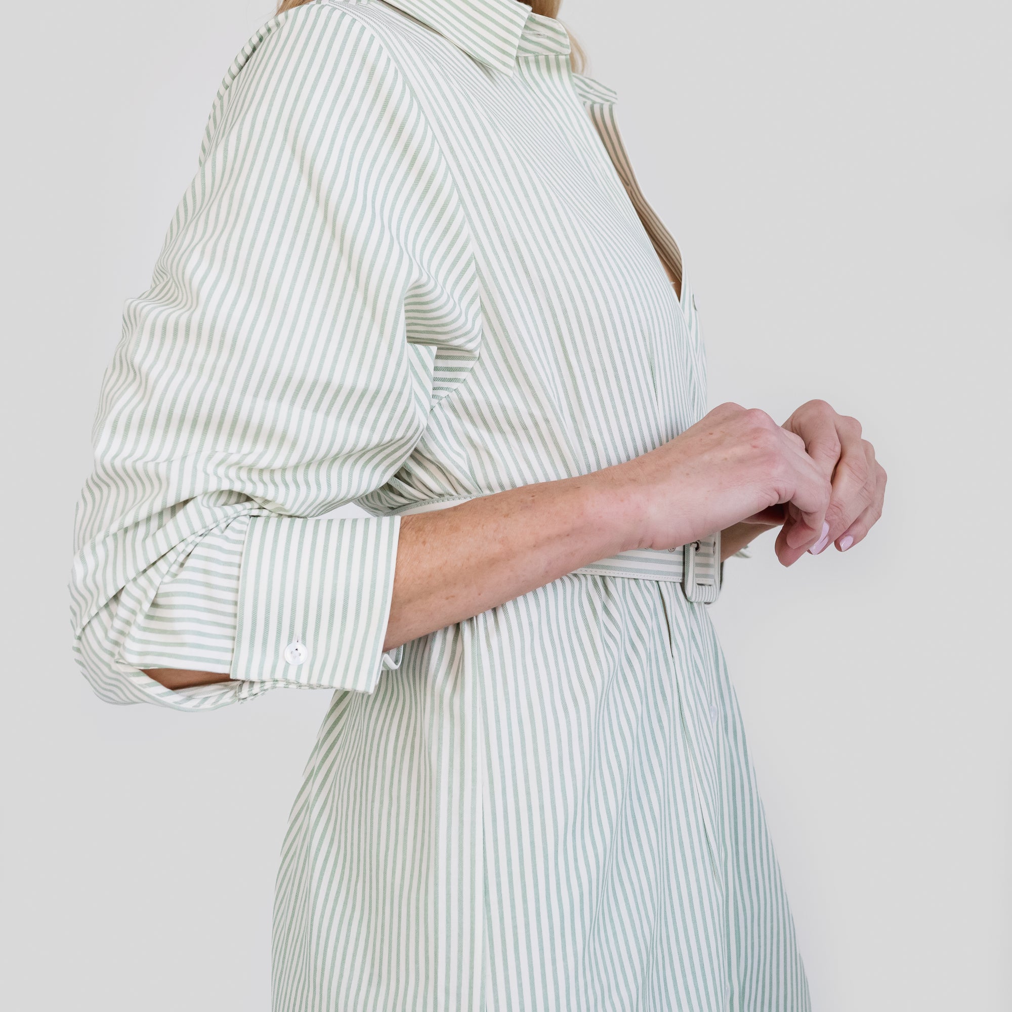 MASON&#39;S DAUGHTER | Miller Dress, Seafoam and Ivory Striped