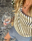 MASONS DAUGHTER | Lily Scarf Top, Olive & Ivory Striped