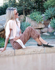 MASON'S DAUGHTER Cropped Pant, Chocolate and Pink Lattice Print