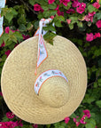 SARAH BRAY BERMUDA Geranium Sun Hat - Long Chocolate Brown Grosgrain Ribbon