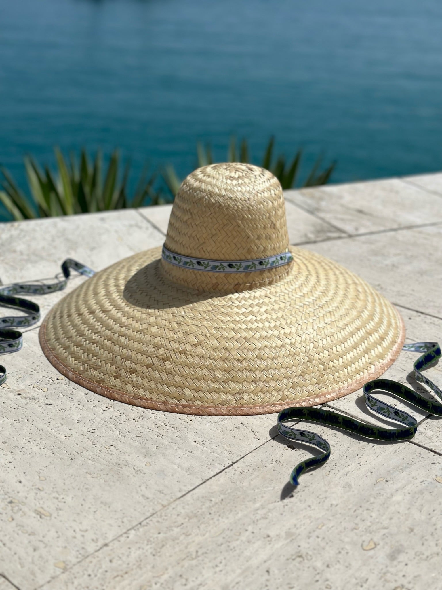 SARAH BRAY BERMUDA Geranium Sun Hat - Long Chocolate Brown Grosgrain Ribbon