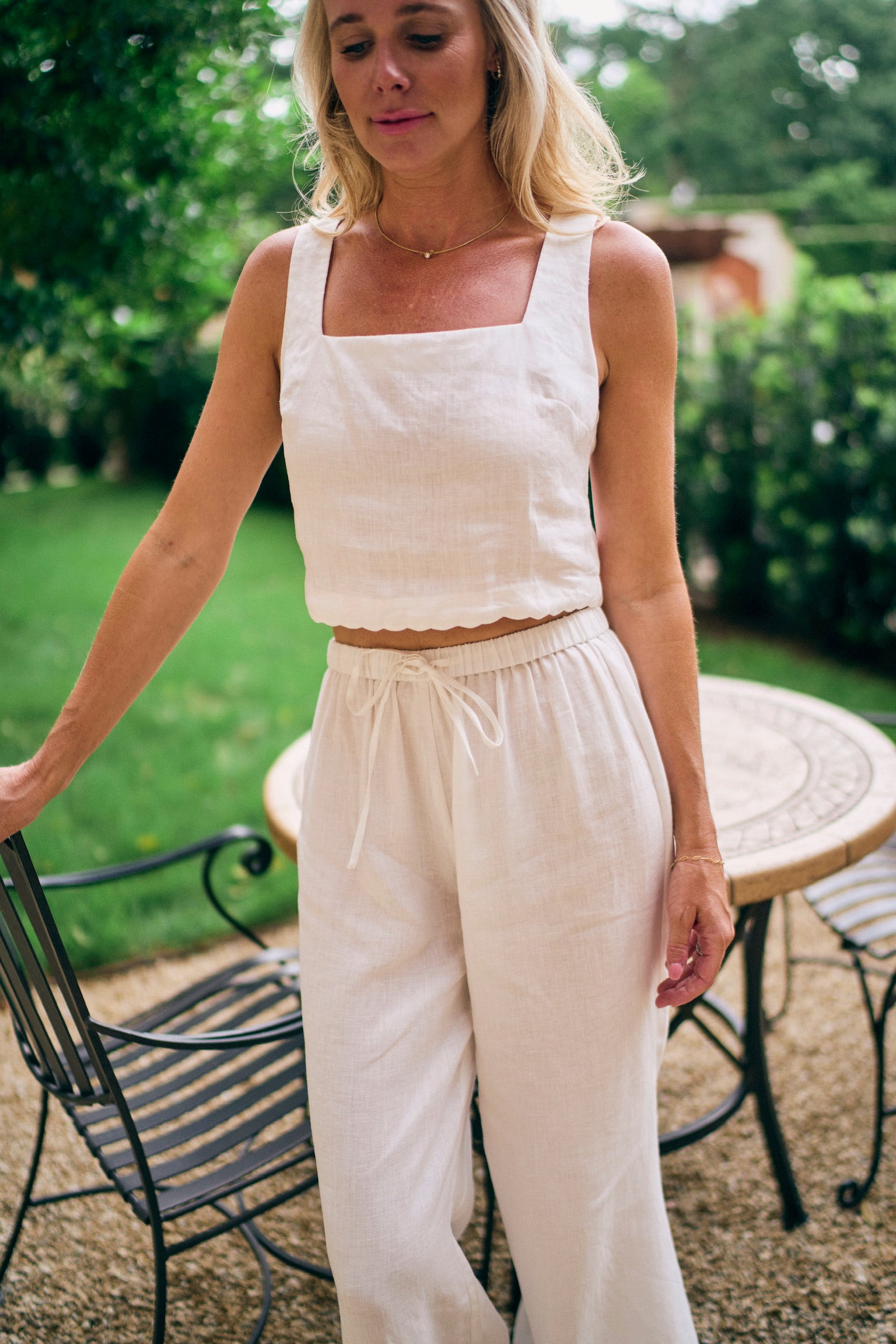 MASON'S DAUGHTER | Ella Scallop Pant, White Linen