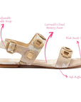LARROUDE | Milan Flat Sandal In Beige Printed Raffia