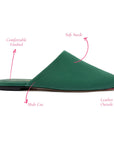 LARROUDE Venice Flat Mule and Pouch Kit In Emerald Suede