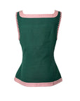 MASON'S DAUGHTER Athena Vest, Green with Pink Color Block Linen